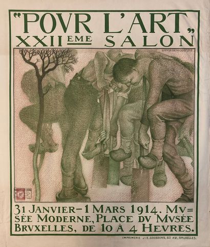 VAN DE WOESTYNE (Gustave). "Pour l'Art" (1914). Lithographie en couleurs. Brux.,...