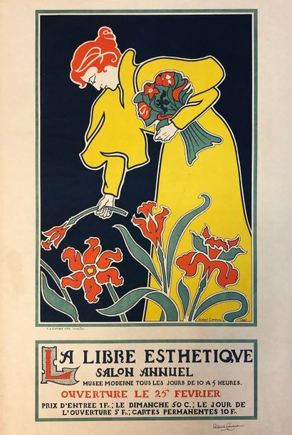 COMBAZ (Gisbert). "La Libre Esthétique" (1897). Lithographie en couleurs, signée...