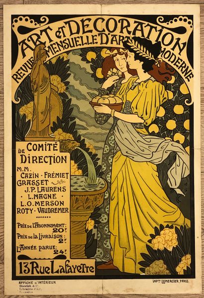null LORAIN（古斯塔夫）："艺术与装饰"（1898年）。彩色平版印刷。P.，Lemercier版画，1898年，尺寸：66 x 45厘米（边缘污渍，背...