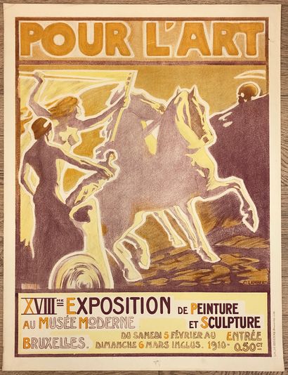 LAMBERT (Camille Nicolas). "Pour l'Art, XVIIIe exposition"（1910年）。彩色石版画。Brux, J....