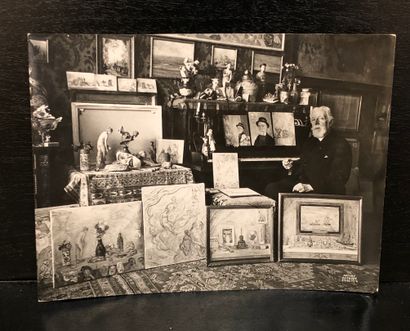 ANTONY (Maurice). "詹姆斯-安索在他的室内"（1937年）。银色印刷品上有摄影师的印章，背面有一些注释。支架和主题尺寸：17.8 x 23.7...