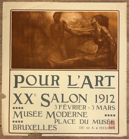 FABRY (Emile). "对于艺术。第二十次沙龙"（1912年）。彩色石版画。Brux., J. E. Goossens, 尺寸：64 x 59 cm (...
