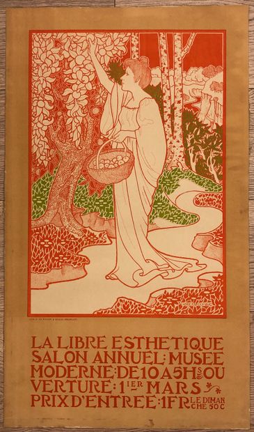 COMBAZ (Gisbert). "La Libre Esthétique"（1901年）；彩色光刻。Brux., J. L. Goffart, 1901, 尺寸：73...
