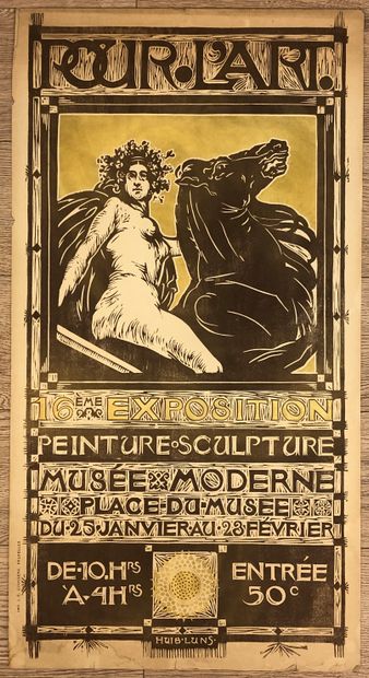 null LUNS (Hubert Marie)."Pour l'Art，第16届展览"（1915年）。彩色平版印刷。Brux., J. E. Goossens,...