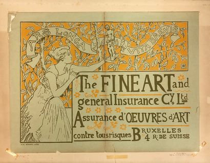 RASSENFOSSE (Armand). "美术和一般保险Cy有限公司"。平版印刷术，用2种颜色在纸的上缘贴合。Liège, Aug. Bénard, n.d.,...