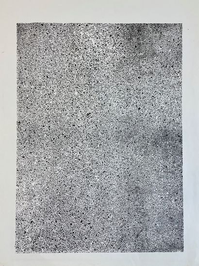 DUBUFFET (Jean). 无题。在Arches牛皮纸上印制的黑色石版画。支持物的尺寸：63×45厘米；主题：45×40厘米/IDEM。无题。黑色石板画，印在梭织纸上。支架尺寸：66,5...