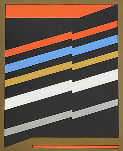 VANDENBRANDEN (Guy). "组成"（1978）。纸上水粉画，背面有日期和签名，装在白色木框中。画框尺寸：43 x 33厘米；主题：39 x 29...