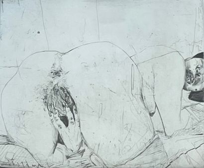 MANDELBAUM (Stéphane). "裸体II"（1981年）。纬纱纸上的黑色蚀刻画，只是。铅笔写的 "HC III"。1987年的遗留印刷品。画框尺寸：78.5...