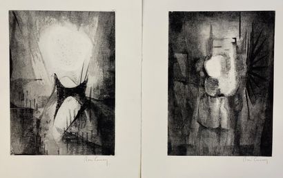 CARCAN (René). 无题》（1966）。一套2幅黑色蚀刻画，印在荷兰牛皮纸上，用铅笔签名。媒体尺寸：（2 x）47 x 32厘米；主题。(2 x) 30...