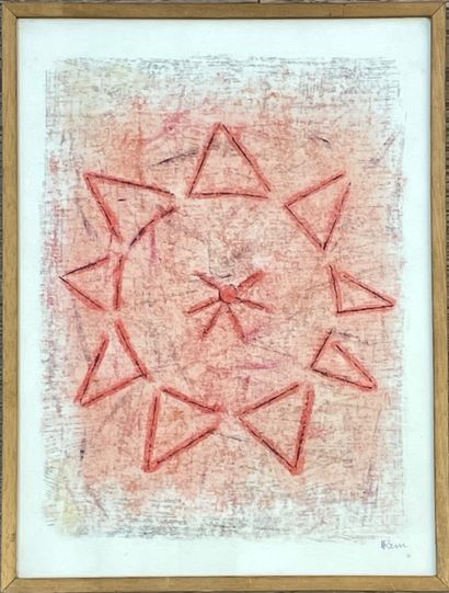 REM (Raymond Coninck, dit). "明星"。纸上粉笔画，右下角有签名，装在木框里。画框尺寸：37.5 x 28厘米；主题：35.5 x 2...