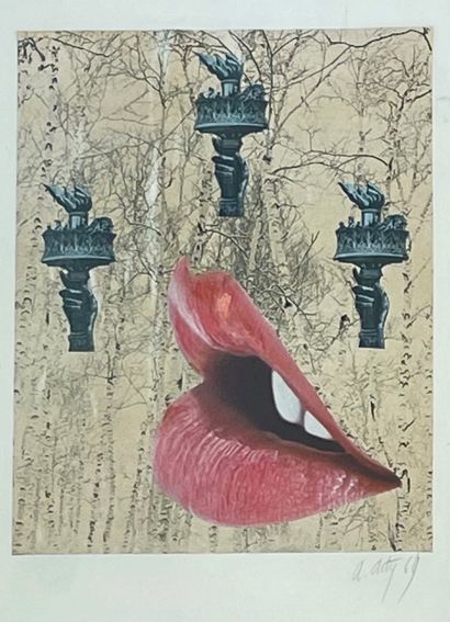 null ARTY (Andrée). "La Recherche éperdue" (1969). Collage sur carton, daté et signé...