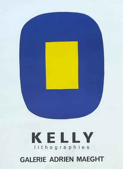 KELLY (Ellsworth). 海报。彩色石版画，装在木框中，为在迈格特画廊的展览而作。画框尺寸：67.5 x 52.5厘米；主题：63.5 x 48厘米...