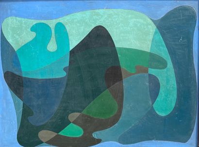 GEERTS (Robert). "海藻"（约1950-60）。油画，背面有标题和签名，装在木框里。画框尺寸：48 x 62,5厘米；主题：45,5 x 60,...