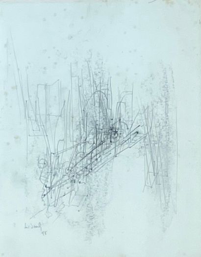 LISMONDE (Jules). "Compositions" (1995 et 1996). Réunion de 2 dessins au crayon,...