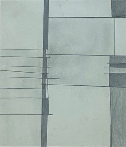 OLIN (Francis). "Composition" (ca 1950). Dessin au crayon, monté sous cadre noir...