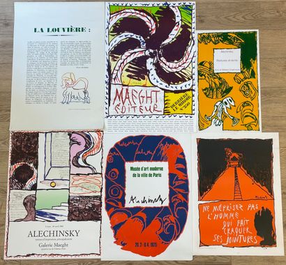 ALECHINSKY (Pierre). Réunion de 6 affiches tirées en lithographie. Date et format...