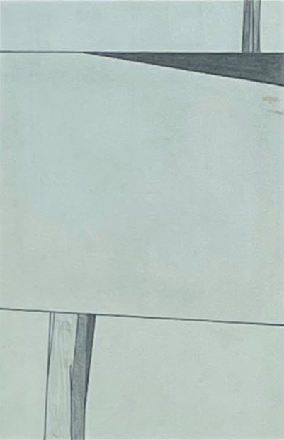 OLIN (Francis). "构成"（约1950年）。铅笔画，装在一个黑色的木框里。这幅画被收录在2016年席勒艺术馆为艺术家举办的展览目录中。框架尺寸：32.5...