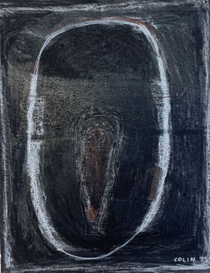 COLIN (Daniel). "Figure noire" (1993). Technique mixte sur papier fort, datée et...