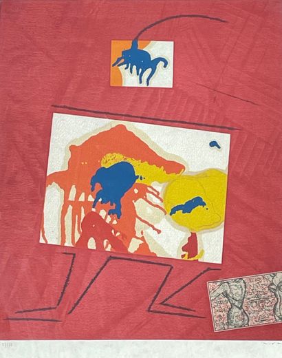 ERNST (Max). "及时牙"（1969年）。27/70，用铅笔签名，装在布垫和镀金木框下。P., Galerie Lucie Weill (Impr. Mourlot),...