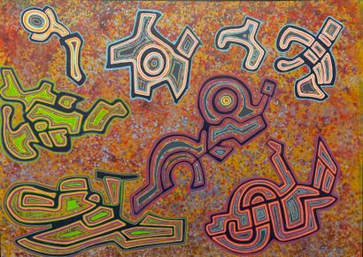 MESTCHERSKY (Boris). "迷人的沙拉"（2019年）。面板油画，背面有标题、日期和签名。支持物和主题的尺寸：50 x 70厘米。