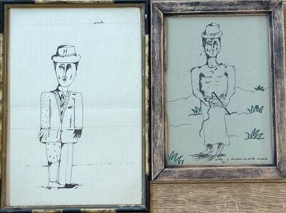 VINCHE (Lionel). "切割植物的驯服者"（1972年）。纸上墨水和毛笔，右下角有标题、日期和签名，装在木框里。框架尺寸：28,5 x 21,5厘米；主题：23,5...