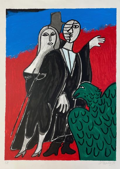 CORNEILLE (C. van Beverloo, dit). "Les Avocats" (1993). Lithographie en couleurs...
