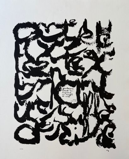 DOTREMONT (Christian). "Grotesque text drawing a breath of laughter" (1978). Serigraph...