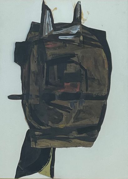 null BRAUN (Vera). "Touareg". Gouache and collage on paper, mounted in a white mat...