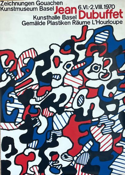 DUBUFFET (Jean). 海报（1970年）。大型彩色石版画，1970年为巴塞尔艺术馆制作。尺寸：125 x 91 cm (上边缘有轻微晕染，有细微的折...
