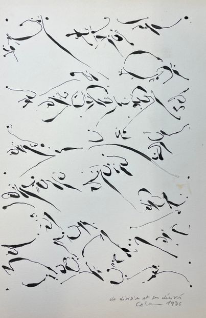 CALONNE (Jacques). "Of division and its derivatives" (1975). Ink on paper, titled,...