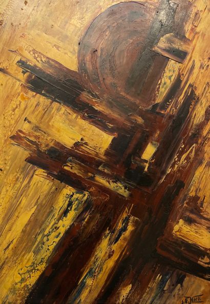 HICK (Jean). "Corrina, Corrina"（1968）。油画，右下角有标题、日期和签名，装在黑色木框中。框架尺寸：70 x 61厘米；主题：68...