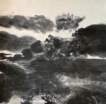 ZAO (Wou-Ki). "Composition" (1978). Ink on paper, dedicated, dated and signed on...