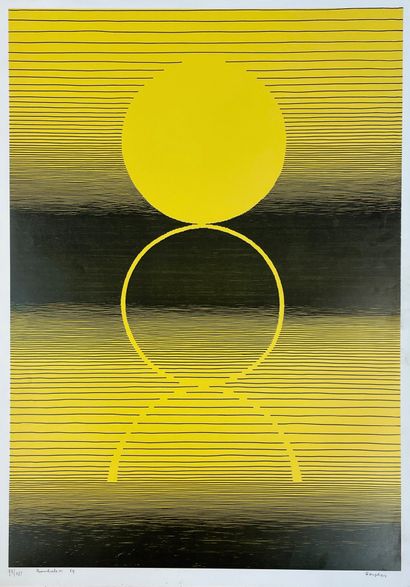 SEUPHOR (Michel). "Banihola"（1969）。彩色绢印画，仅有98/125，并有铅笔签名。支架和主体的尺寸：78 x 55厘米（有角度的...
