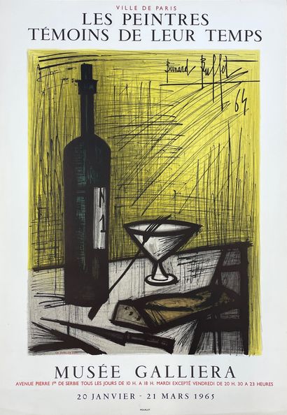 buffet (Bernard). 海报（1965）。为巴黎加利埃拉博物馆的年度展览 "Les Peintres témoins de leur temps "创作的彩色解释石版画。P.,...