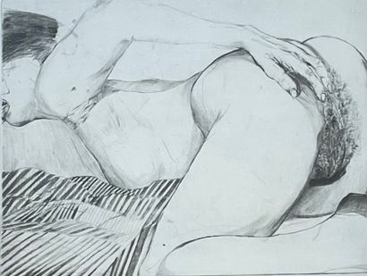 MANDELBAUM (Stéphane). "裸体I"（1981年）。纬纱纸上的黑色蚀刻画，只是。铅笔写的 "HC III"。1987年的遗留印刷品。画框尺寸：77.5...