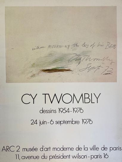 TWOMBLY (Cy). 海报（1976）。彩色胶印版，为他在巴黎市立现代艺术博物馆的绘画回顾展而制作。尺寸：60 x 45厘米。