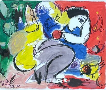 null ATMACA (Ali). "Nu" (1990). Gouache et pastel sur papier, située, datée et signée...