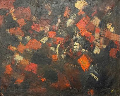 NON IDENTIFIE. "Composition abstraite" (1964). Huile sur toile, datée et signée au...