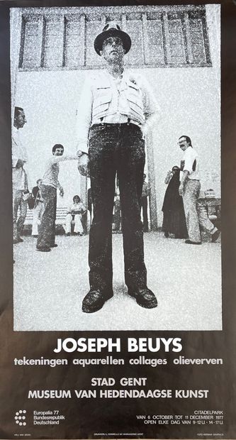 BEUYS (Joseph). 海报（1977）。为他在根特现代艺术博物馆的个人展览制作的胶印版。尺寸：100 x 55厘米（有褶皱的痕迹）。