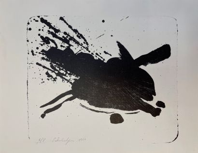 SCHROBILTGEN (Paul). "组成"（1966）。黑色石版画，日期为6/8，有铅笔签名。支架和主题的尺寸：33.5 x 42.5厘米。