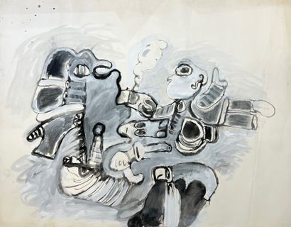 DE TAEYE (Camille). "Composition". Gouache on paper. Size of support and subject...