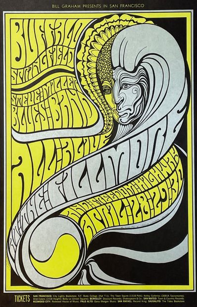 null WILSON (Wes). "Buffalo Springfield" (1967). Lithographie en couleurs. Dim. support...