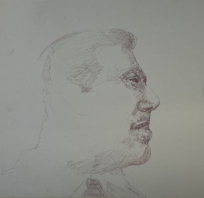 MANDELBAUM (Stéphane). "乔治-戴尔的肖像"，纸上毡笔，右下角有签名，装在垫子和木框下。框架尺寸：75 x 95厘米；主题：48.5 x 68.5厘米。艺术家的注释："Chez...