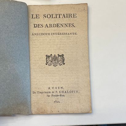 null 大众印象--瘸腿魔鬼的拐杖。无地点或日期（18世纪），小12开本，第一页有标题和最后两幅木刻。非常罕见/Le Solitaire des Ardennes。有趣的轶事。Caen,...