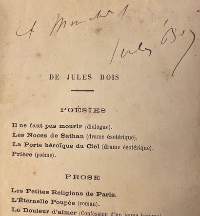 null BOIS (Jules). Prière. Poème (1885-1893). P., Librairie de l'Art indépendant,...