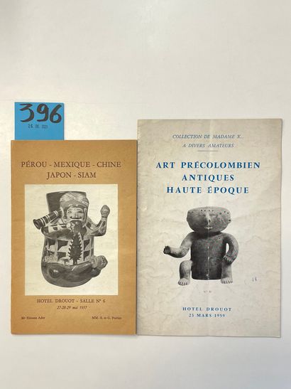 null Arts premiers.- Réunion de 2 catalogues de vente : 1. Art précolombien (collection...