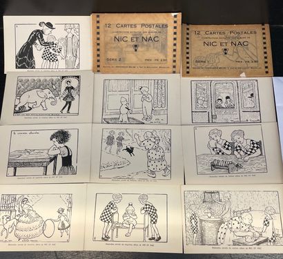 null 霍文（Jeanne）。12张明信片。从 "Nic和Nac "的相册中提取的插图。系列1和2。布鲁斯，L'Expansion belge，（约1925年），2个系列，格式为9...