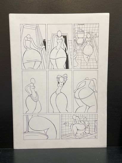 null 帕卢库（Hallain）。"大小姐"(2006).一套5张原版图（墨水和铅笔）和3张用墨水和铅笔签名的画。凹板:(5 x) 42 x 30 cm; 图画。(3...