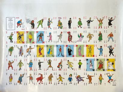 HERGÉ. "Jeu de cartes"（1980年）。彩色胶印版，由Rombaldi和Casterman出版。尺寸：70 x 100厘米（有轻微褶皱的痕迹...