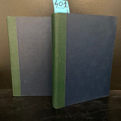 DAYE (P.), CROCKAERT (J.), JADOT (J.-M.)... 比利时刚果的镜子。J. 和J. Tharaud的序言。阿拉德-奥利维尔和雅科夫的绘画作品。布鲁斯和巴黎，N.E.A.，1929年，2卷，大4°，绿色半截式日历，封面由Allard...